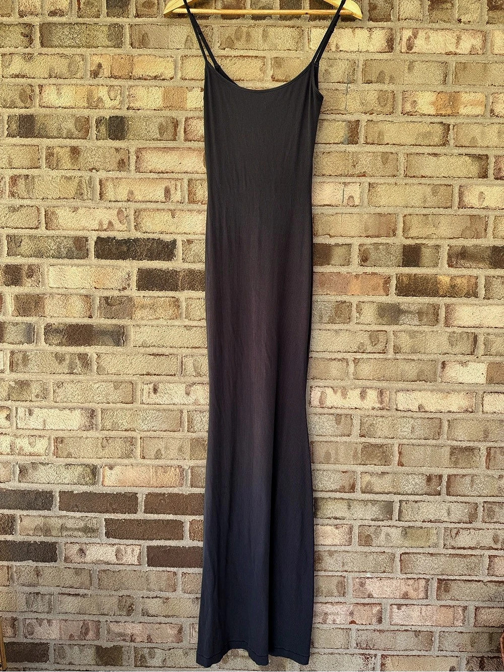 Skims Ribbed Maxi Dress in black Size Medium
